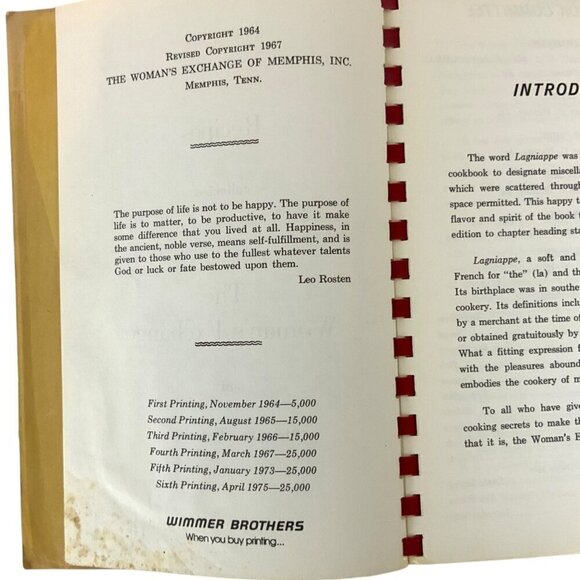 Womans Exchange Cook Book Volume I Sixth Printing 1975 Memphis TN Spiral Bound - Picture 5 of 11